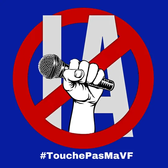 #TouchePasMaVF : un micro brandi dans un panneau d'interdiction barrant IA